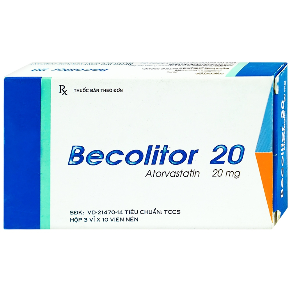 Thuốc Becolitor 20mg Meyer-BPC điều trị tăng cholesterol toàn phần, LDL-cholesterol (30 viên)