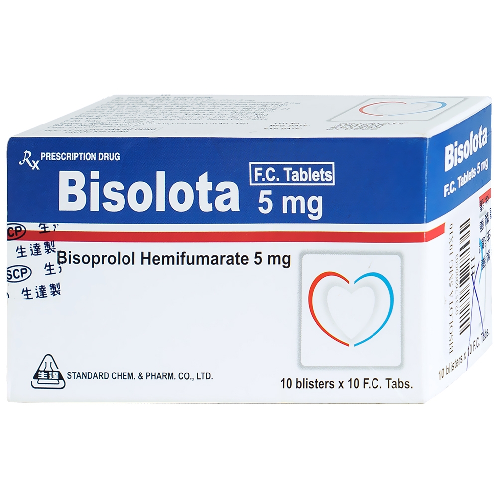 Thuốc Bisolota 5mg điều trị cao huyết áp (10 vỉ x 10 viên)