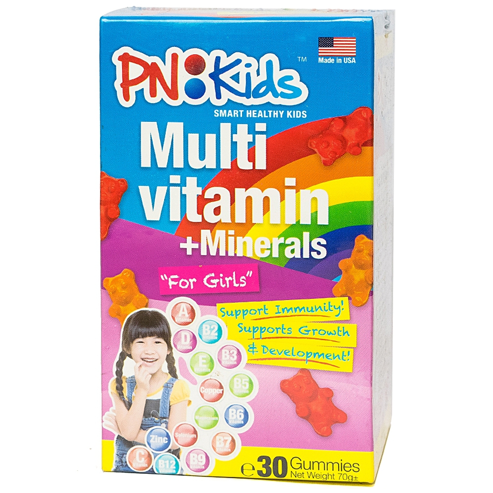 Kẹo dẻo PN Kids Multivitamin Minerals For Girls bổ sung Vitamin và các khoáng chất hỗ trợ hệ miễn dịch (30 viên)