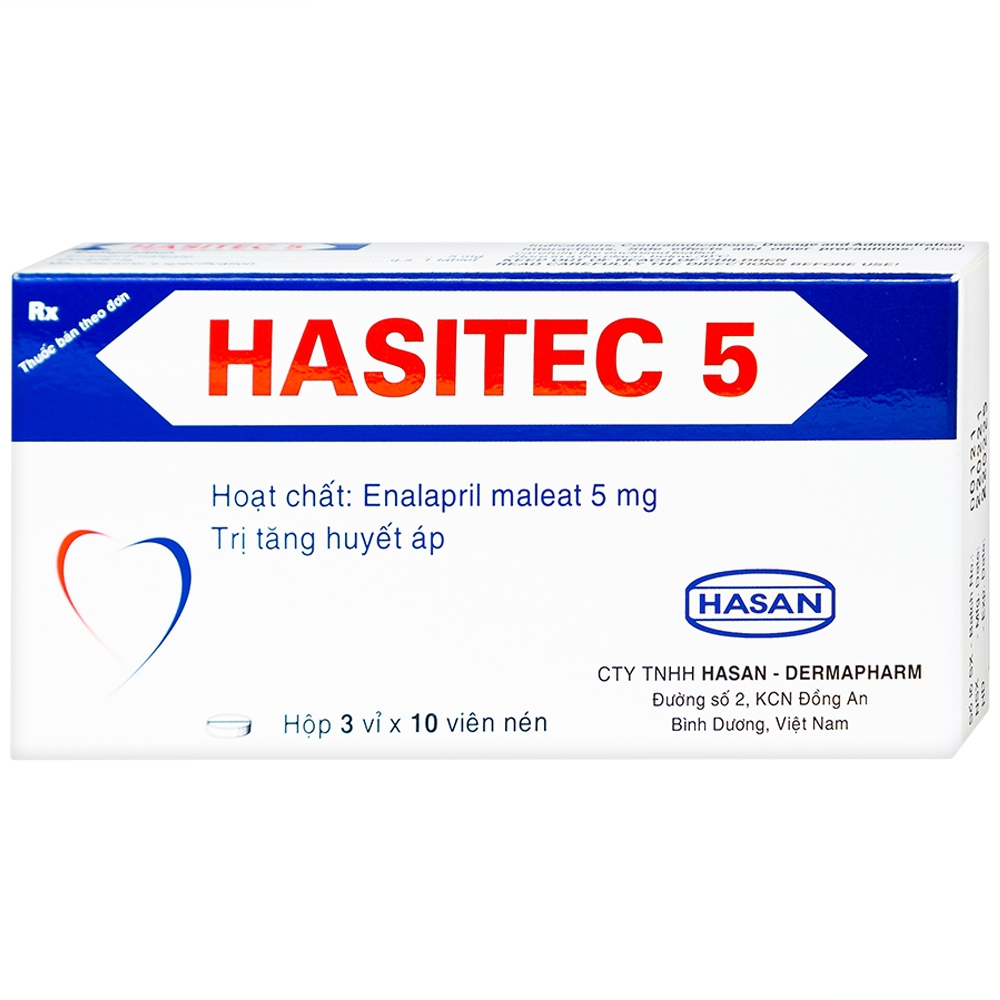 Thuốc Hasitec 5 Hasan điều trị tăng huyết áp, suy tim (3 vỉ x 10 viên)