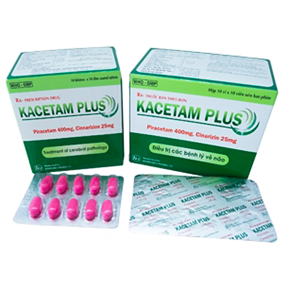 Viên nén Kacetam Plus Khapharco điều trị các bệnh lý về não (10 vỉ x 10 viên)