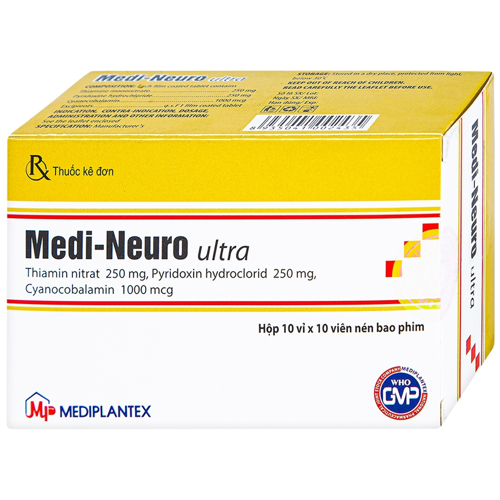 Viên nén Medi-Neuro Ultra Mediplantex điều trị rối loạn thần kinh, nhiễm độc (10 vỉ x 10 viên)