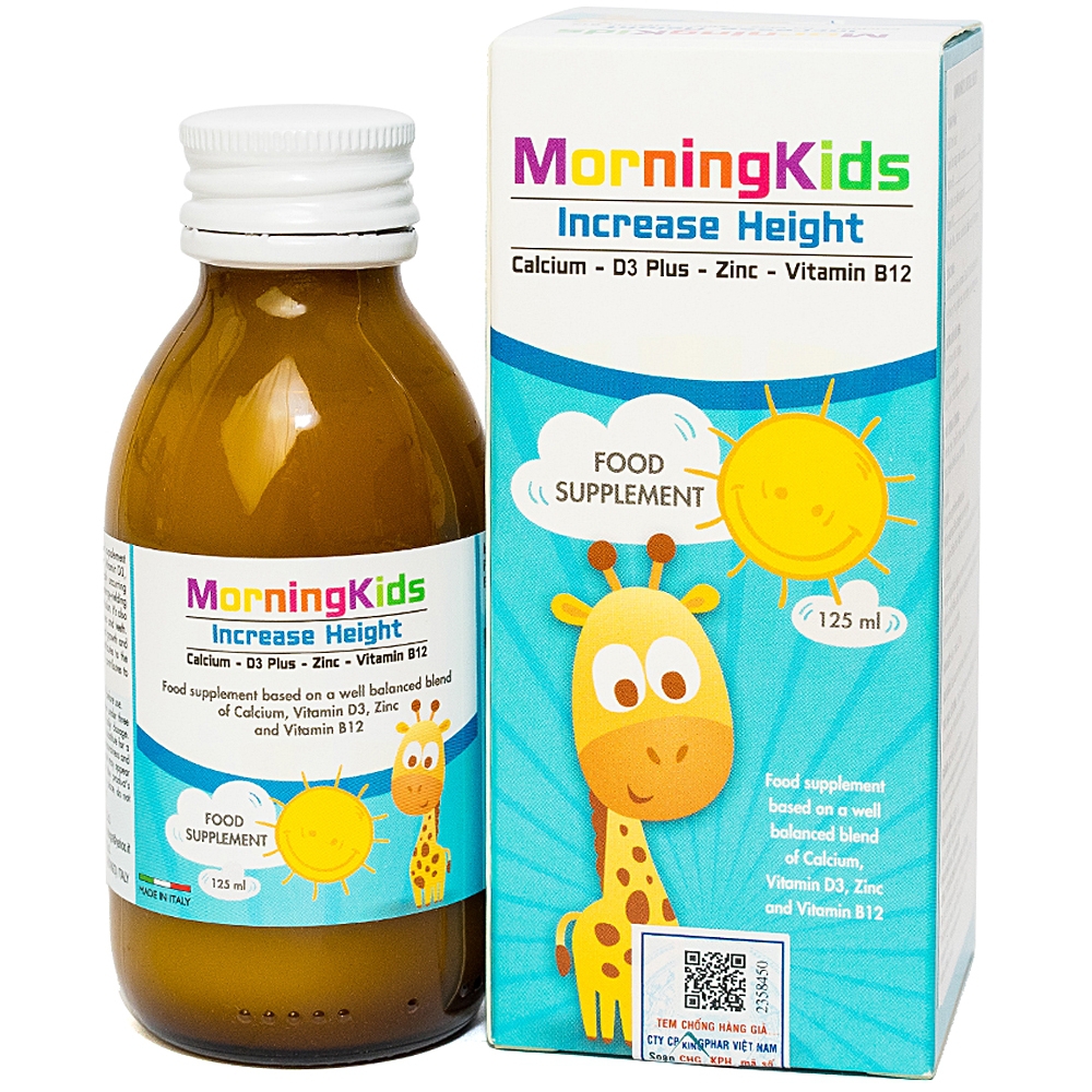 Dung dịch MorningKids Increase Height hỗ trợ duy trì sự phát triển bình thường của xương và răng (125ml)