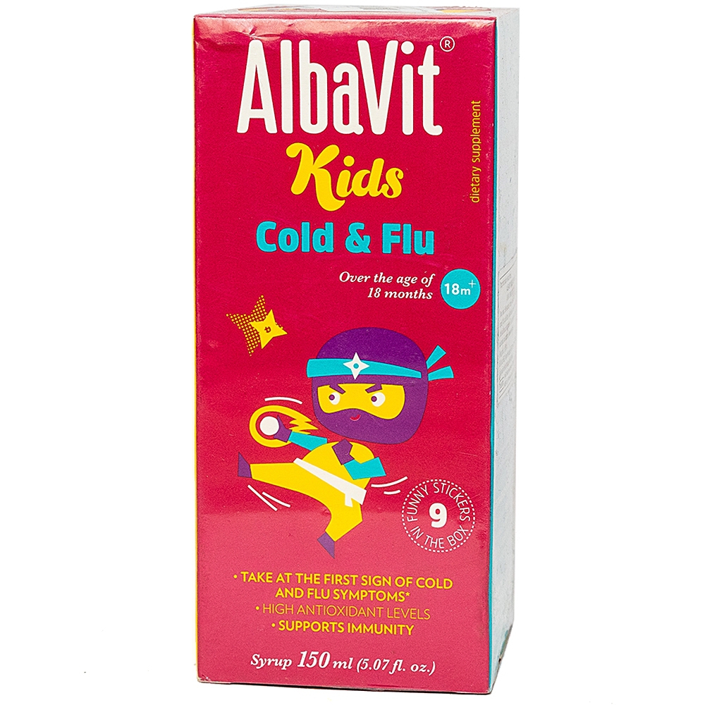 Siro Albavit Kids Cold & Flu giảm các triệu chứng cảm lạnh và cảm cúm (150ml)