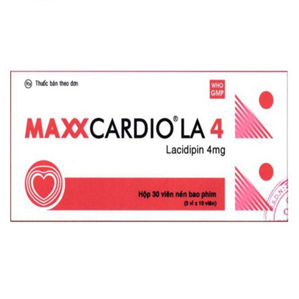 Viên nén MaxxCardio LA 4 Ampharco U.S.A điều trị tăng huyết áp (3 vỉ x 10 viên)