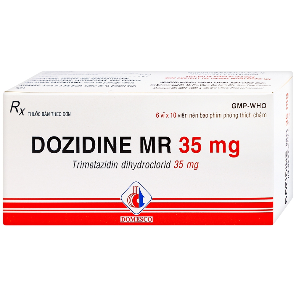 Thuốc Dozidine MR 35mg Domesco điều trị triệu chứng đau thắt ngực ổn định (6 vỉ x 10 viên)