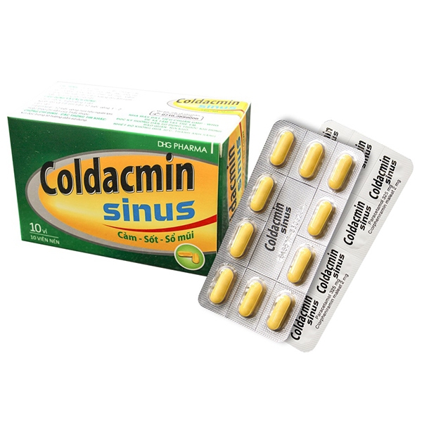 Thuốc Coldacmin Sinus DHG điều trị triệu chứng cảm sốt, nhức đầu, đau nhức cơ bắp (10 vỉ x 10 viên)