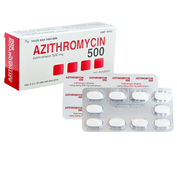 Thuốc Azithromycin 500 DHG điều trị nhiễm khuẩn (3 vỉ x 10 viên)