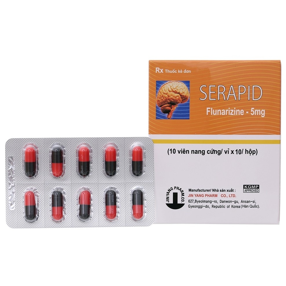 Thuốc Serapid 5mg Jin Yang điều trị đau nửa đầu, chóng mặt (10 vỉ x 10 viên)