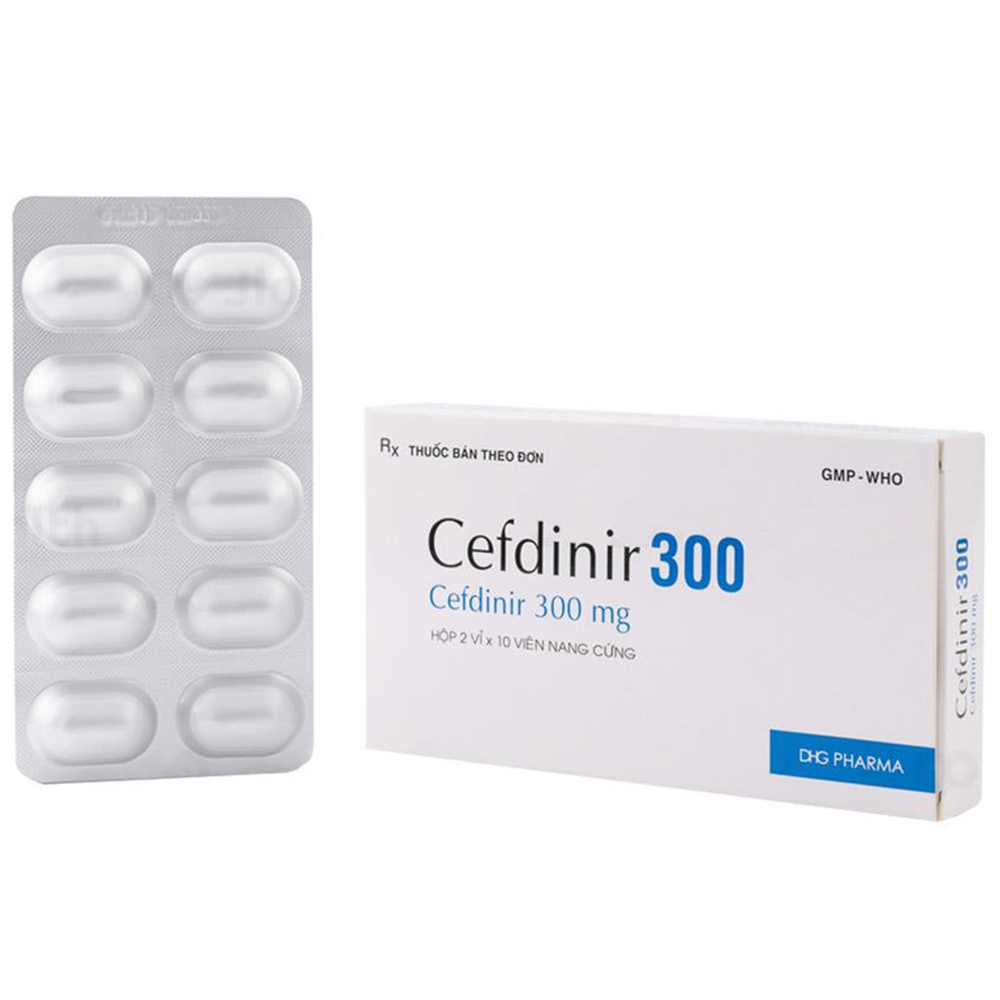 Thuốc Cefdinir 300mg DHG điều trị viêm phổi cộng đồng, viêm phế quản mạn (2 vỉ x 10 viên)