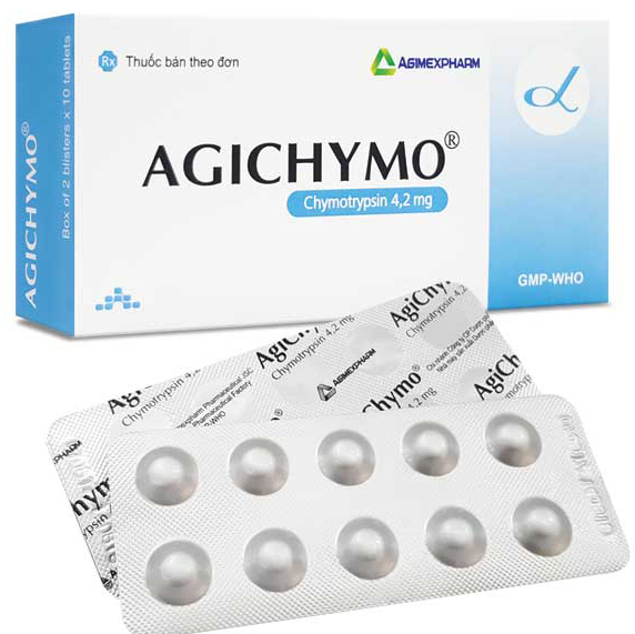 Thuốc Agichymo Agimexpharm điều trị phù nề sau chấn thương (2 vỉ x 10 viên)