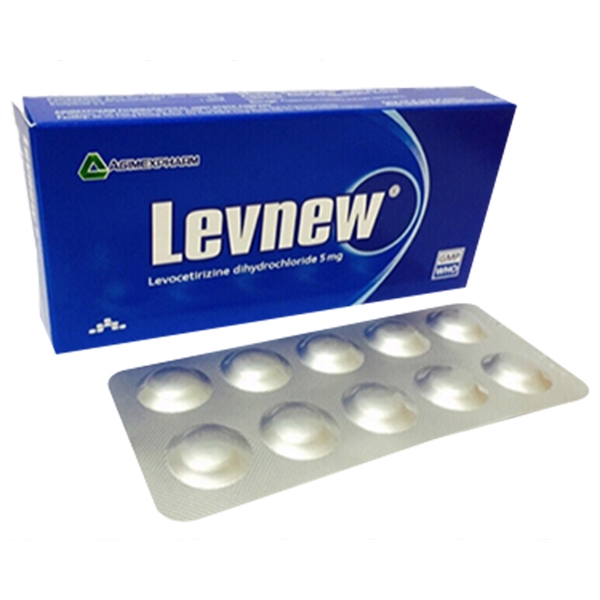 Viên nén Levnew 5mg Agimexpharm điều trị viêm mũi dị ứng, hắt hơi, chảy nước mũi (1 vỉ x 10 viên)