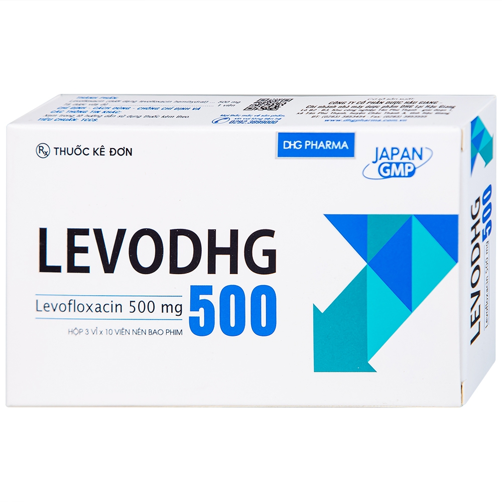 Thuốc LevoDHG 500 điều trị các chứng nhiễm khuẩn, viêm phổi, viêm tiền liệt tuyến (3 vỉ x 10 viên)