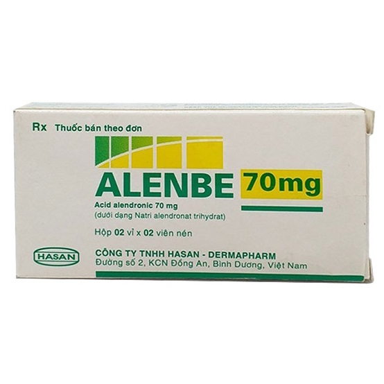 Thuốc Alenbe 70mg Hasan điều trị loãng xương (2 vỉ x 2 viên)