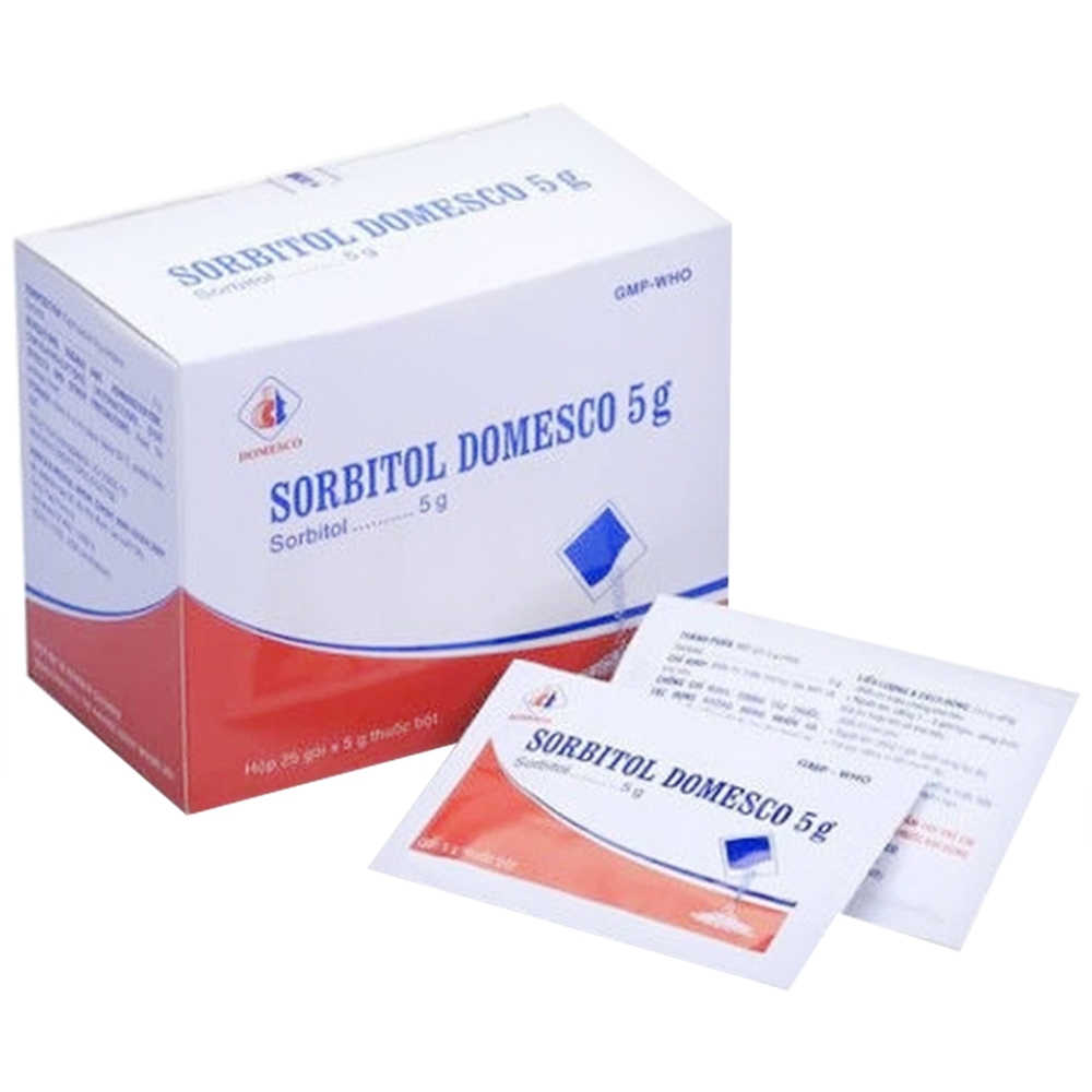 Thuốc bột Sorbitol Domesco 5g điều trị táo bón, phụ trợ chứng khó tiêu (25 gói x 5g)