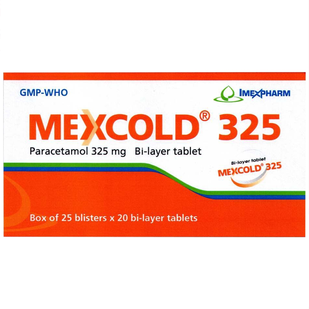 Viên nén Mexcold 325mg Imexpharm giảm đau đầu, đau cơ, đau lưng (500 viên)