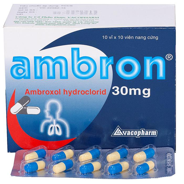 Thuốc Ambron 30mg Vacopharm điều trị viêm phế quản, hen phế quản (10 vỉ x 10 viên)