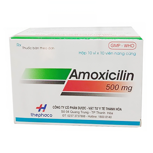 Thuốc Amoxicilin 500mg Thephaco điều trị nhiễm khuẩn (10 vỉ x 10 viên)