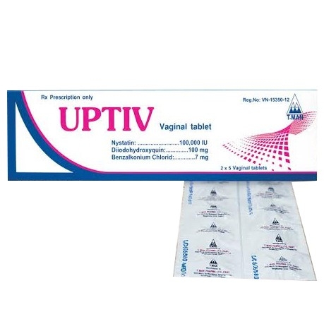 Viên đặt âm đạo Uptiv T.Man Pharma điều trị nấm Candida ở âm hộ, âm đạo (2 vỉ x 5 viên)