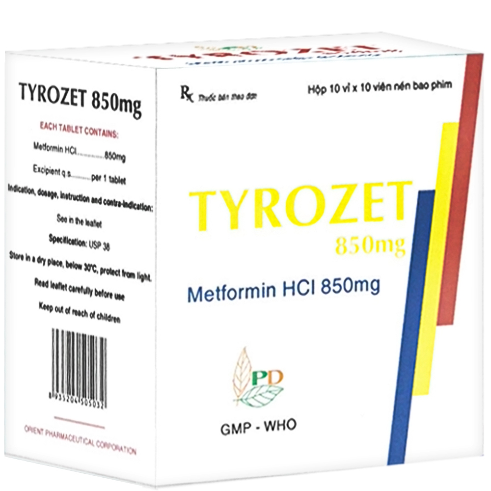 Thuốc Tyrozet 850mg Phương Đông điều trị đái tháo đường tuýp 2 (10 vỉ x 10 viên)