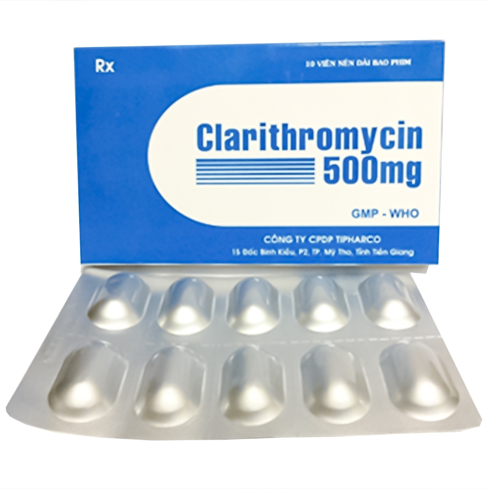 Thuốc Clarithromycin 500mg Tipharco điều trị nhiễm trùng (10 viên)