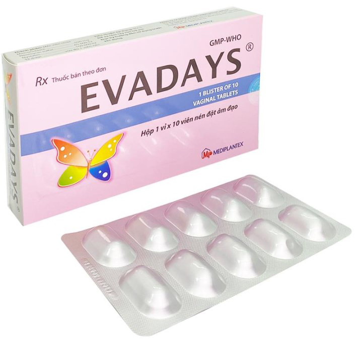 Thuốc Evadays Vaginal 500mg Mediplantex điều trị viêm âm đạo (1 vỉ x 10 viên)