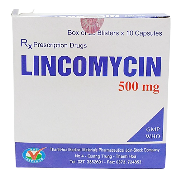 Thuốc Lyncomycin 500mg Thanh Hoá điều trị viêm tai, mũi, họng, viêm phế quản (20 vỉ x 10 viên)