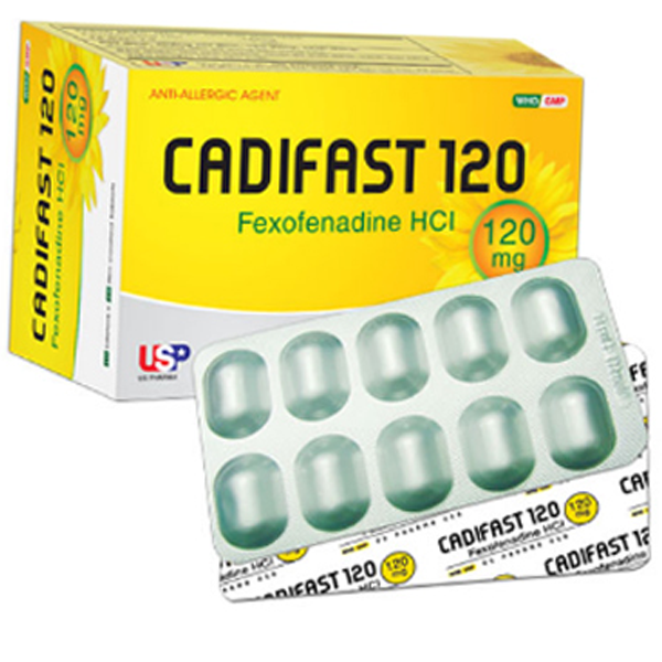 Thuốc Cadifast 120 USA Pharma điều trị mày đay mạn tính vô căn, giảm viêm mũi dị ứng (3 vỉ x 10 viên)