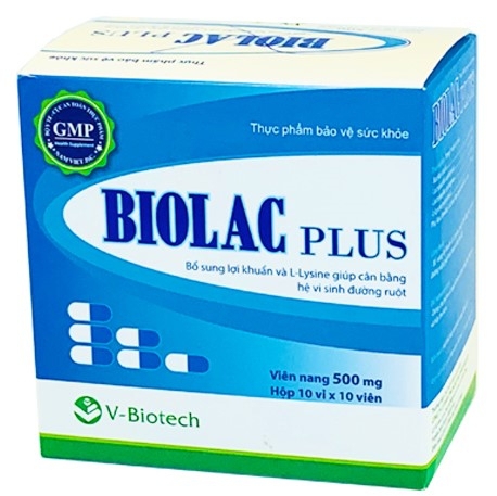 Viên uống Biolac Plus V-Biotech bổ sung lợi khuẩn và L-Lysine (10 vỉ x 10 viên)