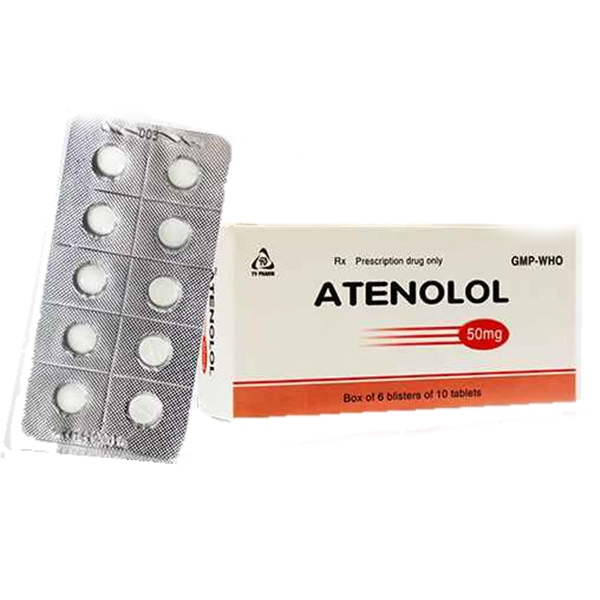 Thuốc Atenolol 50mg TV.Pharm điều trị tăng huyết áp, đau thắt ngực (6 vỉ x 10 viên)