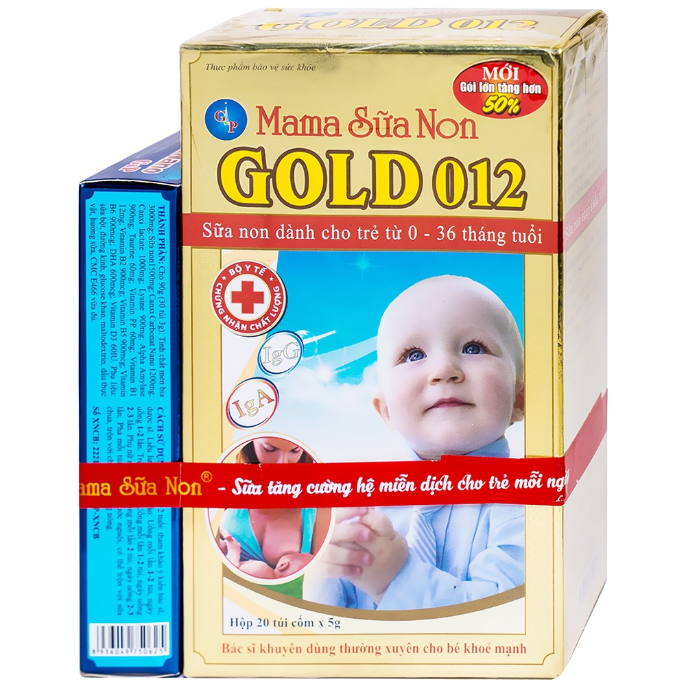 Sữa bột Mama Sữa Non Gold 012 giúp tăng cường sức khỏe, hỗ trợ tiêu hóa (20 gói x 5g)