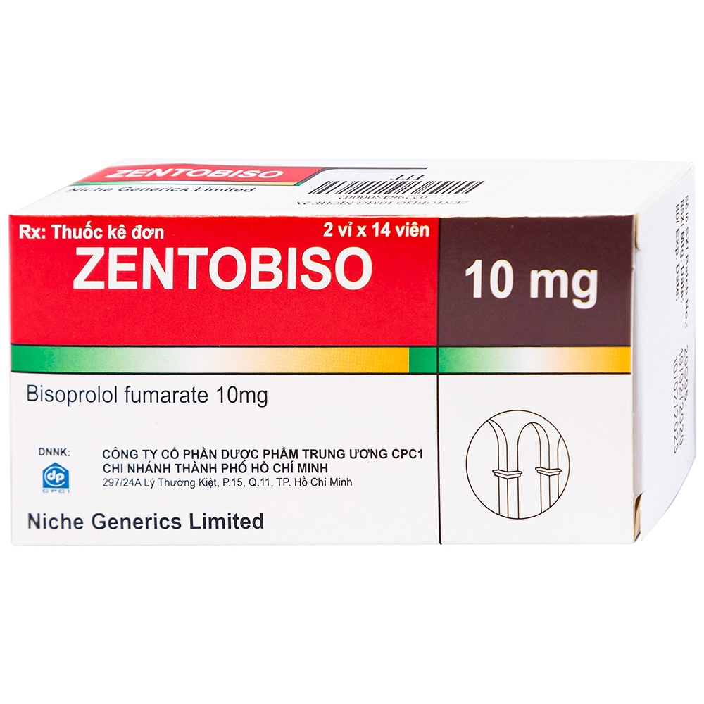 Thuốc Zentobiso 10mg Niche Generics điều trị suy tim mãn tính ổn định (2 vỉ x 14 viên) 