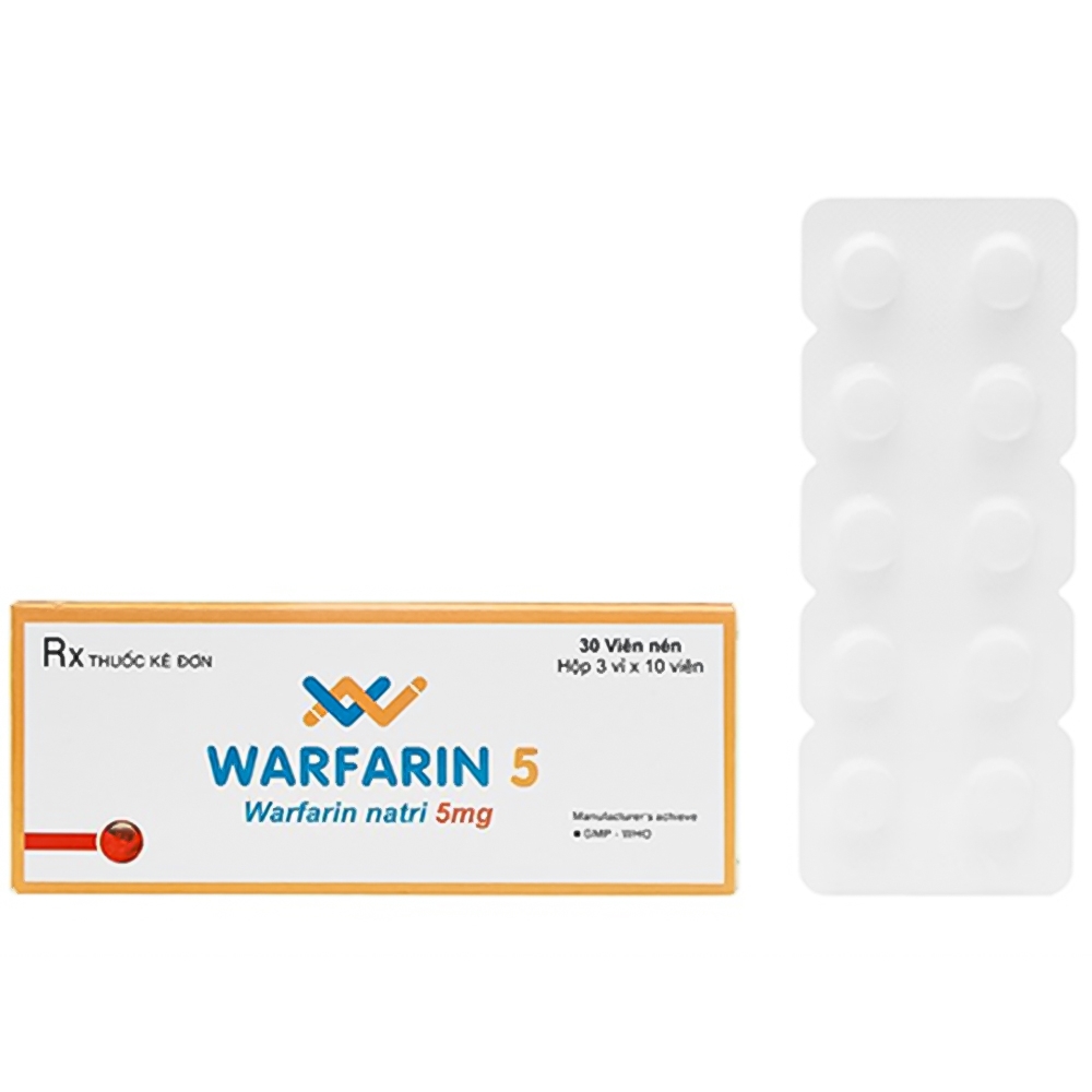 Thuốc Warfarin 5 S.P.M điều trị ngắn hạn huyết khối tĩnh mạch và nghẽn mạch phổi cấp tính (3 vỉ x 10 viên)