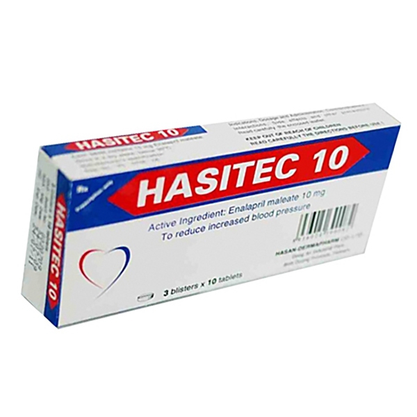 Thuốc Hasitec 10 Hasan điều trị tăng huyết áp, suy tim (3 vỉ x 10 viên)