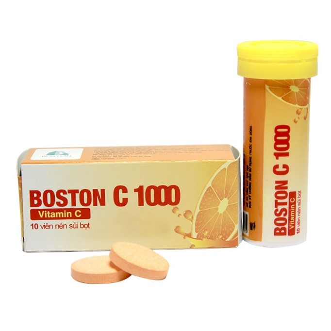 Viên sủi Boston C 1000 ngăn ngừa và điều trị thiếu Vitamin C (10 viên)