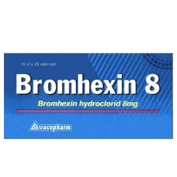 Thuốc Bromhexin 8 Vacopharm điều trị rối loạn tiết dịch phế quản, viêm phế quản cấp tính (10 vỉ x 20 viên)