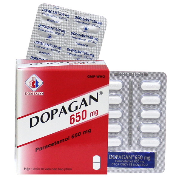 Thuốc Dopagan 650mg Domesco giảm đau và hạ sốt (10 vỉ x 10 viên)