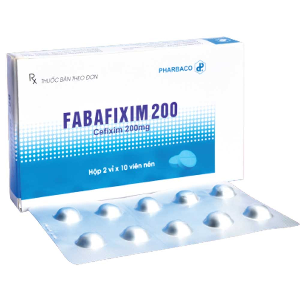 Thuốc Fabafixim 200 Pharbaco điều trị nhiễm khuẩn đường hô hấp (2 vỉ x 10 viên)