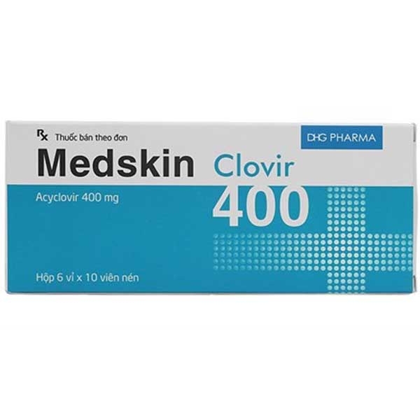 Thuốc Medskin Clovir 400 DHG Pharma điều trị nhiễm virus Herpes simplex (6 vỉ x 10 viên)