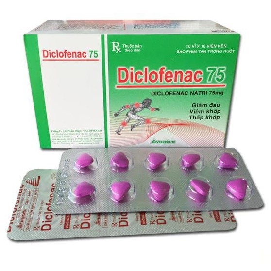 Thuốc Diclofenac 75 Vacopharm điều trị dài ngày viêm khớp mạn, thoái hóa khớp (10 vỉ x 10 viên)