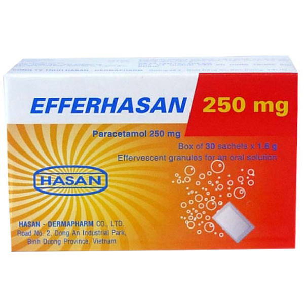 Bột sủi EfferHasan 250mg giảm đau, hạ sốt (30 gói)