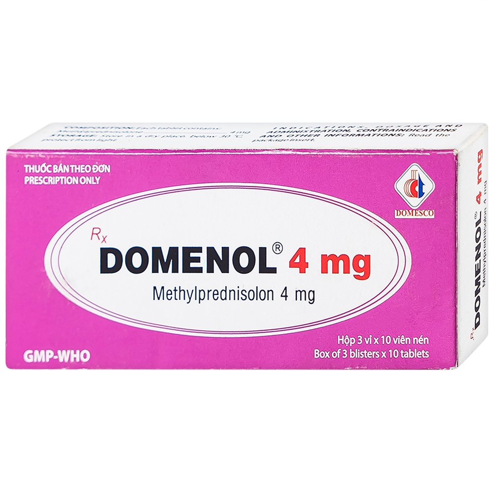 Thuốc Domenol 4mg Domesco kháng viêm, điều trị viêm khớp dạng thấp, lupus ban đỏ hệ thống (3 vỉ x 10 viên)