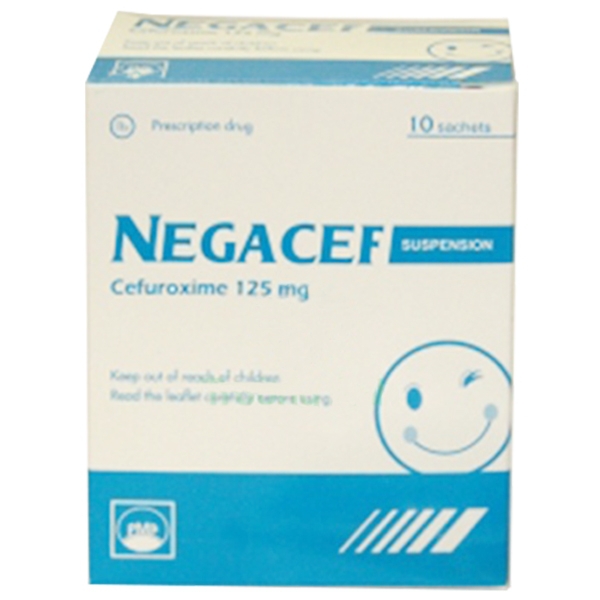 Cốm Negacef 125mg Pymepharco điều trị nhiễm khuẩn, viêm phổi, viêm tai giữa (10 gói)