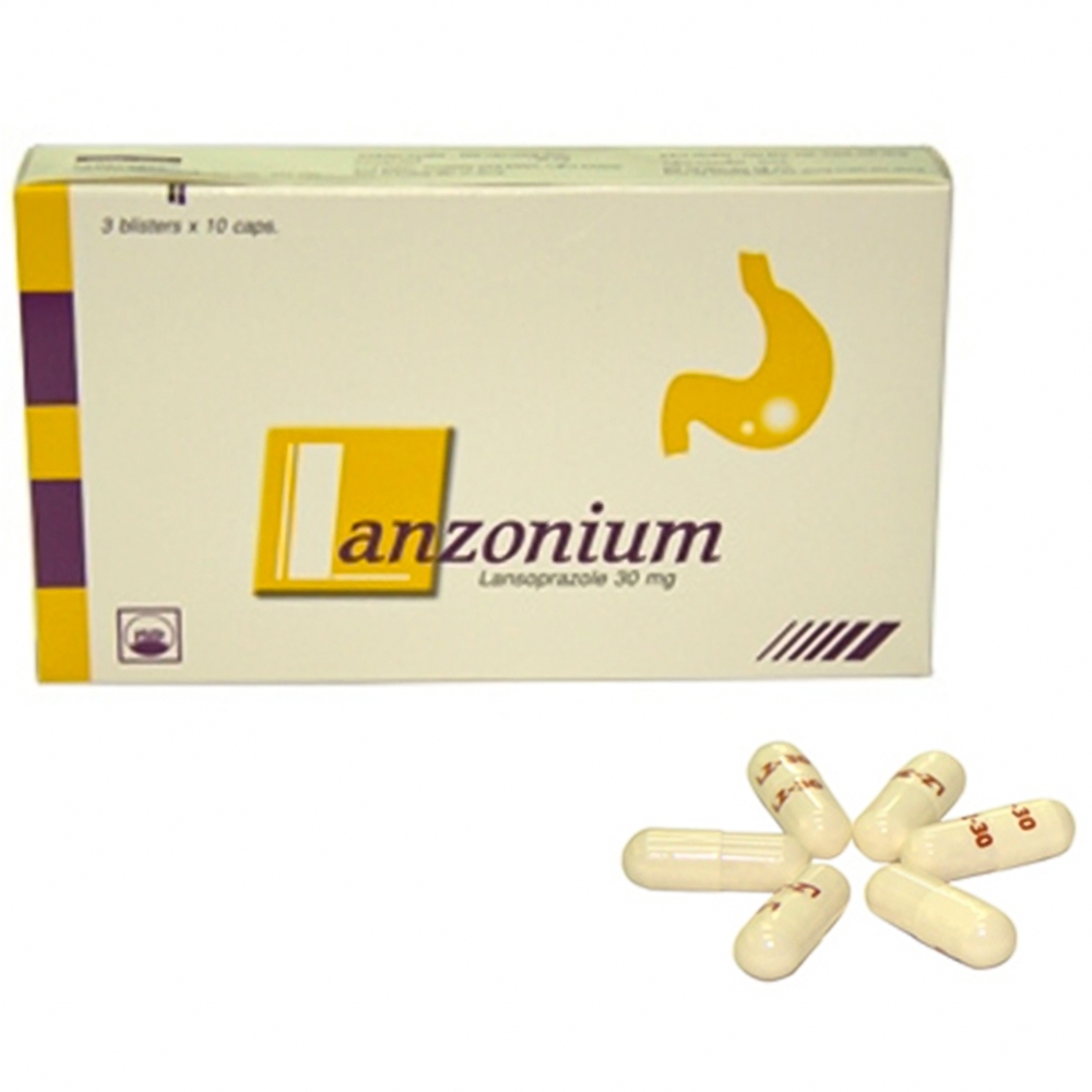 Viên nang cứng Lanzonium 30mg Pymepharco điều trị viêm loét dạ dày, tá tràng, thực quản (3 vỉ x 10 viên)