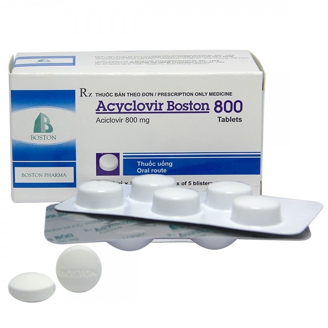 Thuốc Acyclovir Boston 800 điều trị virus Herpes (5 vỉ x 5 viên)