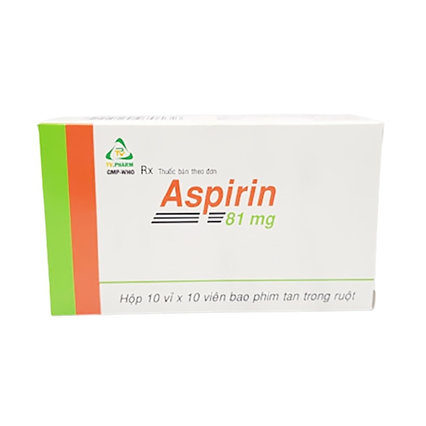 Thuốc Aspirin 81mg TV.Pharm phòng ngừa nhồi máu cơ tim, đột quỵ (10 vỉ x 10 viên)