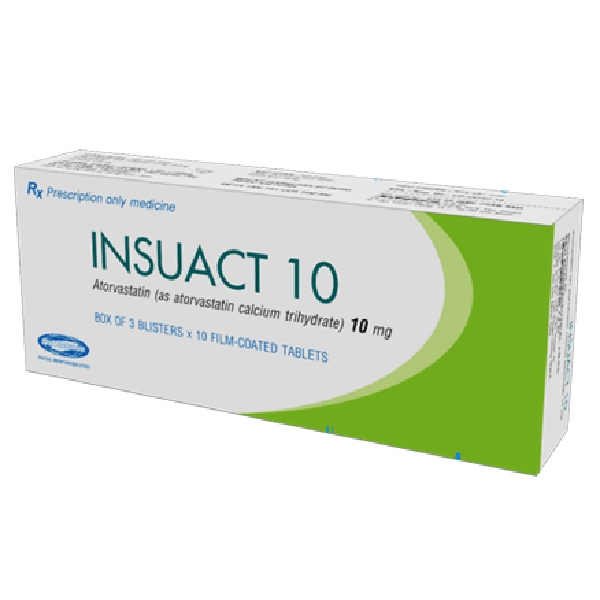 Thuốc Insuact 10 Savi Pharm giảm nồng độ Cholesterol toàn phần (3 vỉ x 10 viên)