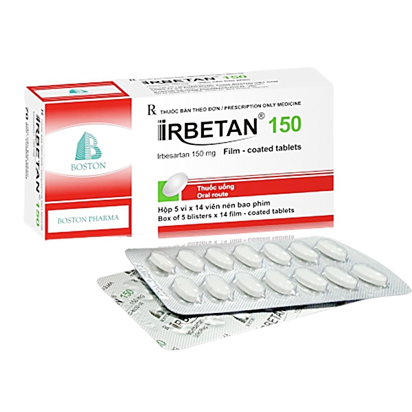 Thuốc Irbetan 150 Boston điều trị tăng huyết áp, bệnh thận do đái tháo đường tuýp 2 (5 vỉ x 14 viên)