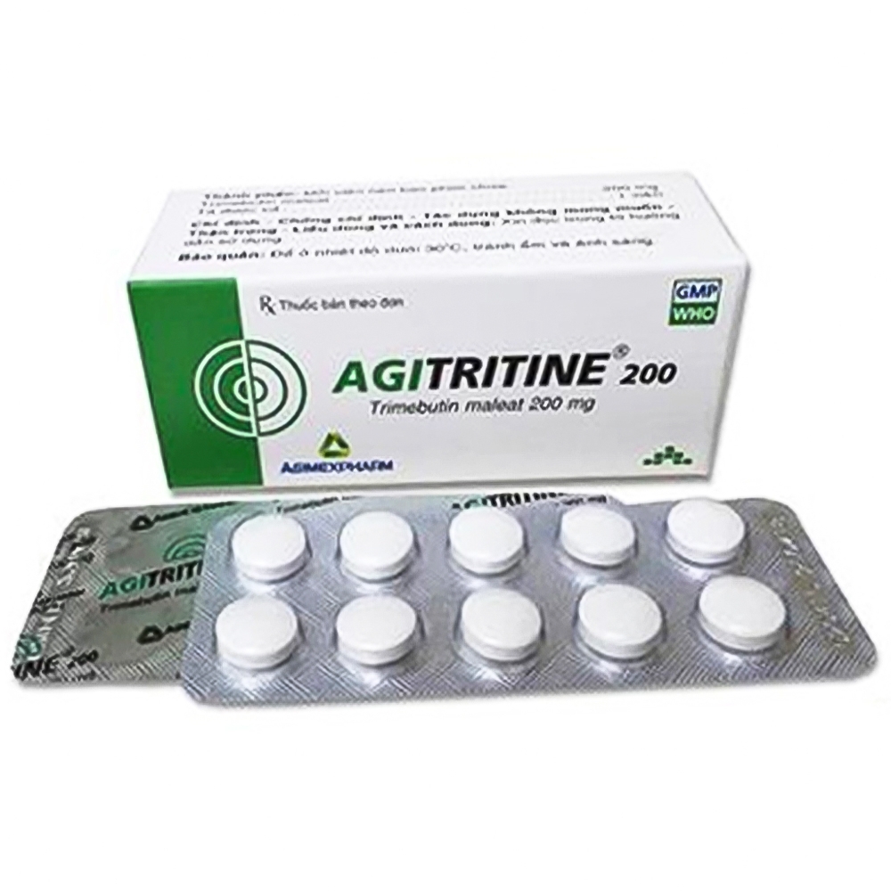 Thuốc Agitritine 200 Agimexpharm điều trị đau do co thắt dạ dày, hội chứng ruột kích thích (5 vỉ x 10 viên)