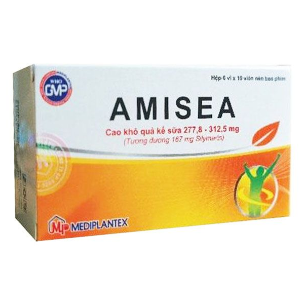 Thuốc Amisea 167mg Mediplantex hỗ trợ điều trị viêm gan mạn tính, xơ gan (6 vỉ x 10 viên)